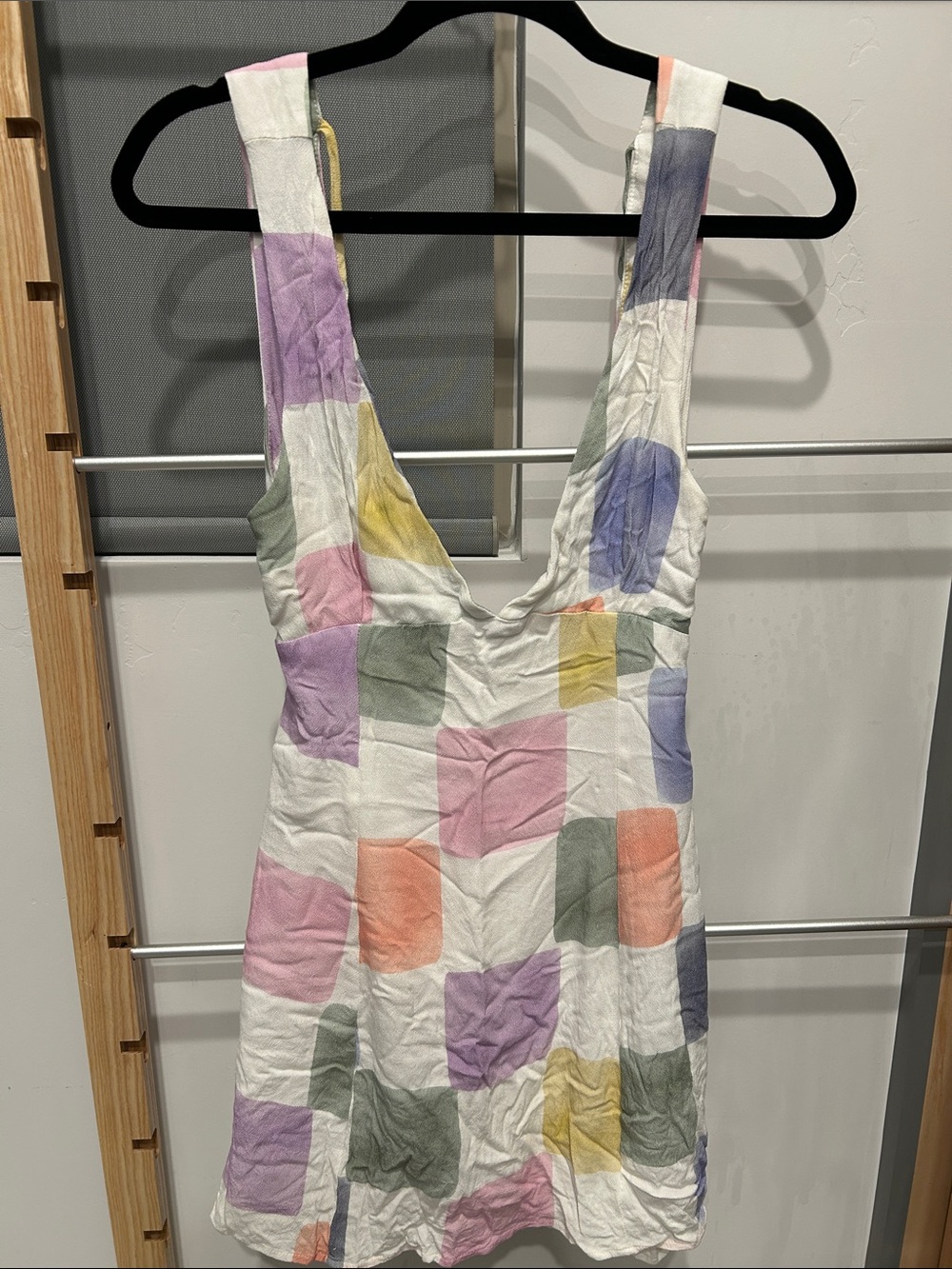 Colorblock Pastel Square Print Tank Dress